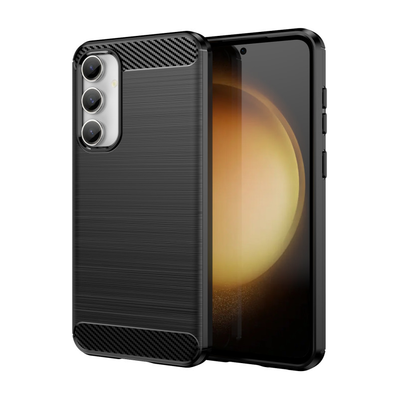 Lankstus anglies rašto dėklas, skirtas Samsung Galaxy S23 FE Carbon Case - juodas