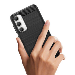 Lankstus anglies rašto dėklas, skirtas Samsung Galaxy S23 FE Carbon Case - juodas