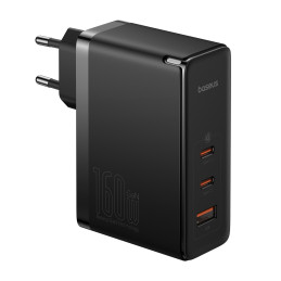 Baseus GaN5 Pro GaN tinklo įkroviklis 2x USB-C / USB-A 160W - juodas + USB-C - USB-C 240W laidas - juodas