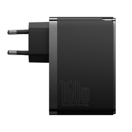 Baseus GaN5 Pro GaN tinklo įkroviklis 2x USB-C / USB-A 160W - juodas + USB-C - USB-C 240W laidas - juodas