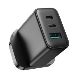 Joyroom JR-TCF10 greitas įkroviklis 2x USB-C USB-A 32W (JK kištukas) - juodas