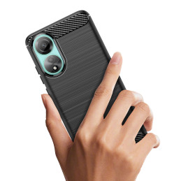 Carbon Case silikoninis dėklas, skirtas Oppo A78 4G - juodas