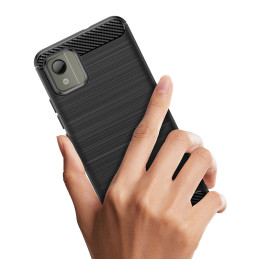Carbon Case silikoninis dėklas, skirtas Nokia C110 - juodas