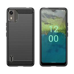 Silikoninis anglies dėklas, skirtas Nokia C12/ Nokia C12 Pro/ Nokia C12 Plus – juodas