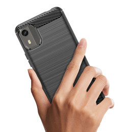 Silikoninis anglies dėklas, skirtas Nokia C12/ Nokia C12 Pro/ Nokia C12 Plus – juodas