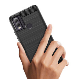 Carbon Case silikoninis dėklas, skirtas Nokia C22 - juodas