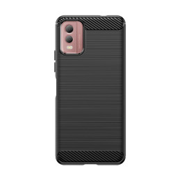 Carbon Case silikoninis dėklas, skirtas Nokia C32 - juodas