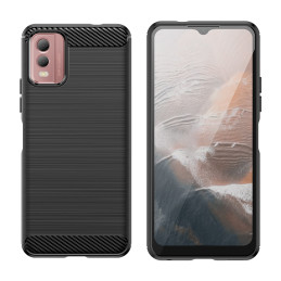 Carbon Case silikoninis dėklas, skirtas Nokia C32 - juodas