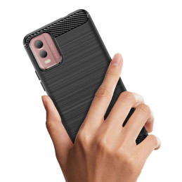 Carbon Case silikoninis dėklas, skirtas Nokia C32 - juodas