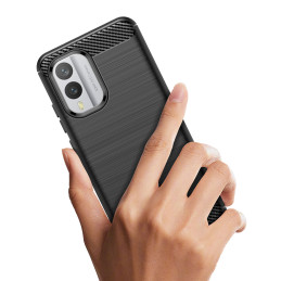 Carbon Case silikoninis dėklas, skirtas Nokia X30 - juodas