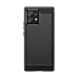 Carbon Case silikoninis dėklas, skirtas Motorola Edge 40 Pro - juodas