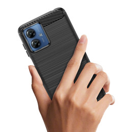 Carbon Case silikoninis dėklas, skirtas Motorola G14 - juodas