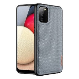 Dux Ducis Fino dėklo dangtelis, padengtas nailono medžiaga, skirtas Samsung Galaxy A02s EU pilka spalva