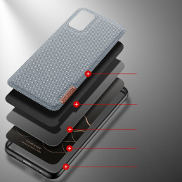 Dux Ducis Fino dėklo dangtelis, padengtas nailono medžiaga, skirtas Samsung Galaxy A02s EU pilka spalva