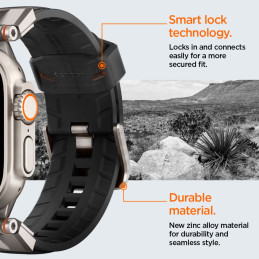 Spigen Durapro Armor dirželis, skirtas Apple Watch 4/ 5/ 6/ 7/ 8/ 9/ SE/ Ultra (42/ 44/ 45/ 49 mm) - juodas