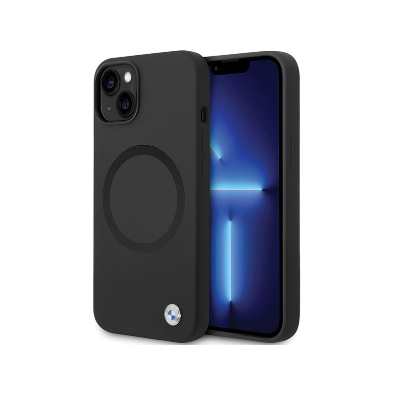 BMW Signature Liquid Silicone MagSafe dėklas iPhone 14 - juodas