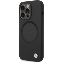 BMW Signature Liquid Silicone MagSafe dėklas iPhone 14 Pro Max - juodas
