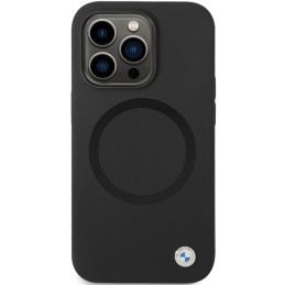 BMW Signature Liquid Silicone MagSafe dėklas iPhone 14 Pro Max - juodas
