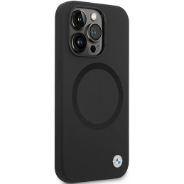 BMW Signature Liquid Silicone MagSafe dėklas iPhone 14 Pro Max - juodas