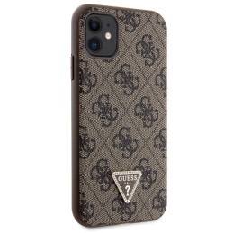 Guess Crossbody 4G metalinis logotipo dėklas, skirtas iPhone 11 / Xr - rudas