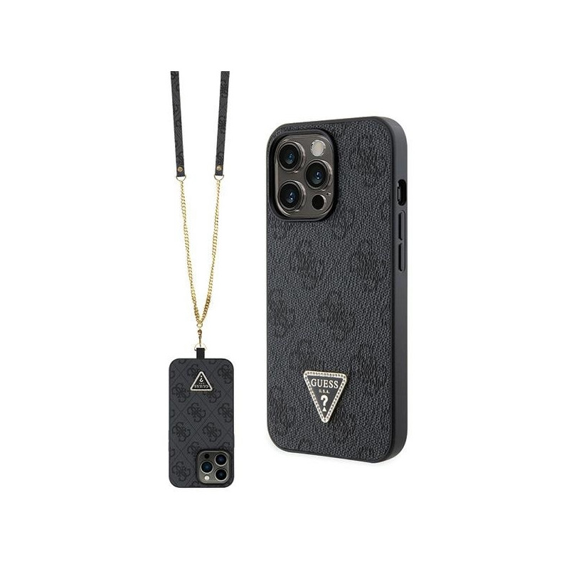 Guess Crossbody 4G Metal Logo dėklas, skirtas iPhone 13 Pro Max - juodas