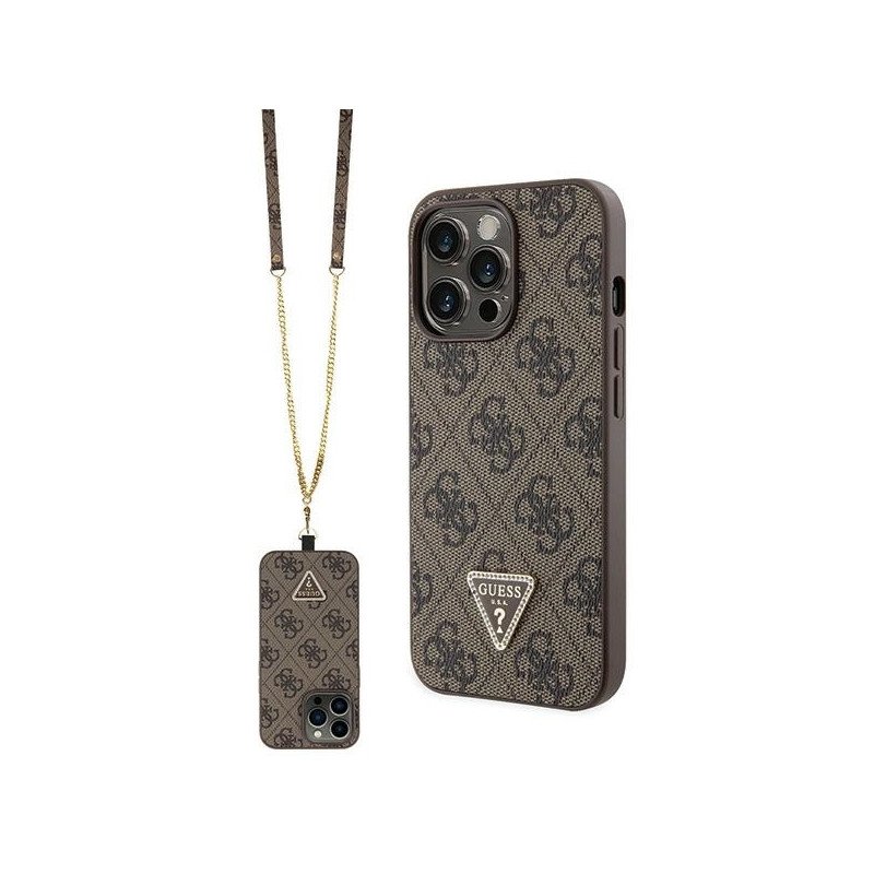 Guess Crossbody 4G Metal Logo dėklas, skirtas iPhone 13 Pro Max - rudas