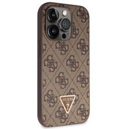 Guess Crossbody 4G Metal Logo dėklas, skirtas iPhone 14 Pro Max - rudas