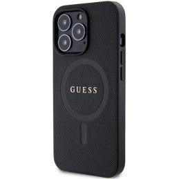 Guess Saffiano MagSafe dėklas iPhone 13 Pro / iPhone 13 - juodas