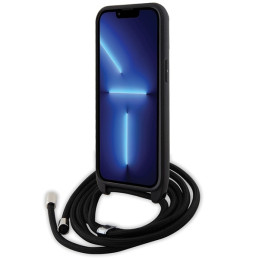 Karl Lagerfeld Crossbody Saffiano Metal Pin Karl&Choupette dėklas, skirtas iPhone 13 Pro / iPhone 13 - juodas