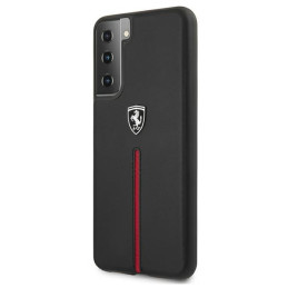 Ferrari Off Track Leather Nylon Stripe dėklas, skirtas Samsung Galaxy S21+ - juodas