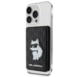 Karl Lagerfeld Saffiano Monogram Choupette MagSafe magnetinė piniginė - juoda