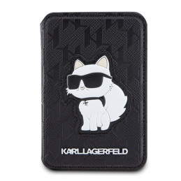 Karl Lagerfeld Saffiano Monogram Choupette MagSafe magnetinė piniginė - juoda