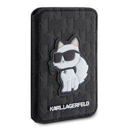 Karl Lagerfeld Saffiano Monogram Choupette MagSafe magnetinė piniginė - juoda
