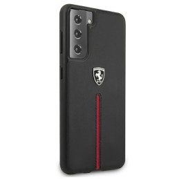 Ferrari Off Track Leather Nylon Stripe dėklas, skirtas Samsung Galaxy S21+ - juodas