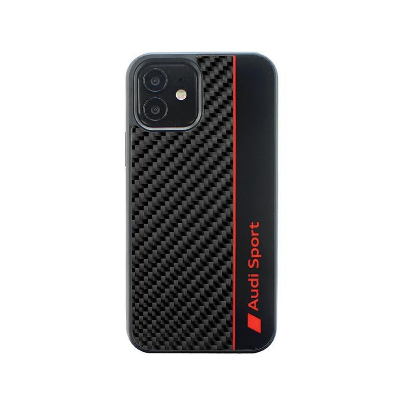 Audi Carbon Fibre Stripe dėklas iPhone 12 / iPhone 12 Pro - juodas