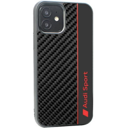 Audi Carbon Fibre Stripe dėklas iPhone 12 / iPhone 12 Pro - juodas
