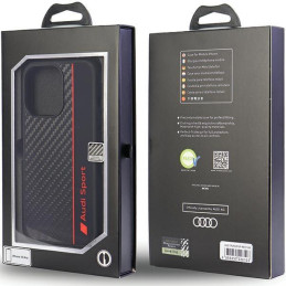 Audi Carbon Fibre Stripe dėklas, skirtas iPhone 13 Pro / 13 - juodas