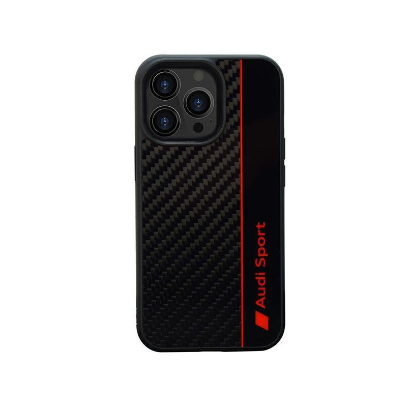 Audi Carbon Fibre Stripe dėklas iPhone 13 Pro Max - juodas