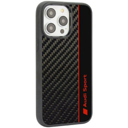 Audi Carbon Fibre Stripe dėklas iPhone 14 Pro - juodas
