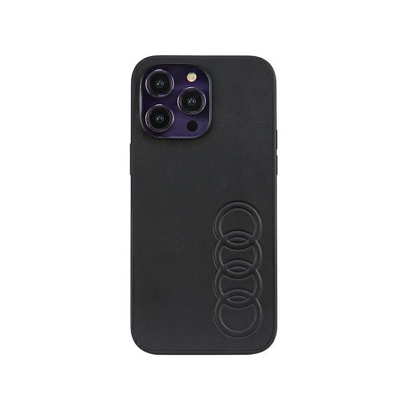 Audi sintetinės odos dėklas iPhone 14 Pro Max - juodas