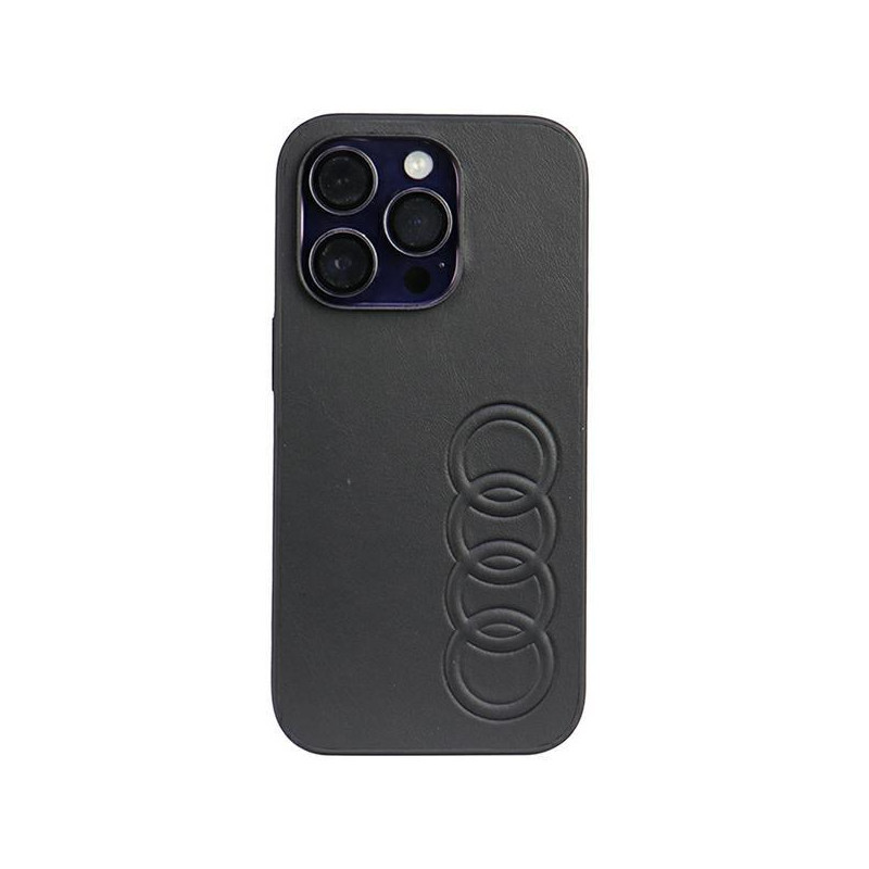 Audi sintetinės odos dėklas iPhone 14 Pro - juodas