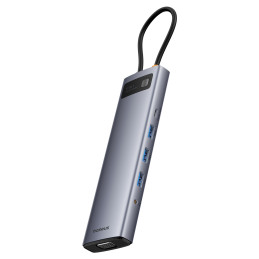 HUB 11in1 Baseus Metal Gleam Series USB-C į USB-C PD / 3x USB-A 3.0 / USB-A 2.0 / HDMI / VGA / AUX / RJ-45 / SD TF - pil...