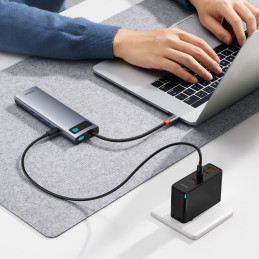 HUB 11in1 Baseus Metal Gleam Series USB-C į USB-C PD / 3x USB-A 3.0 / USB-A 2.0 / HDMI / VGA / AUX / RJ-45 / SD TF - pil...