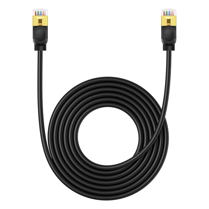 Baseus greitas RJ45 kat. 7 10Gbps 5m plonas juodas