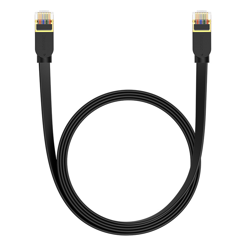 Baseus greitas RJ45 kat. 7 10Gbps 2m plokščia juoda