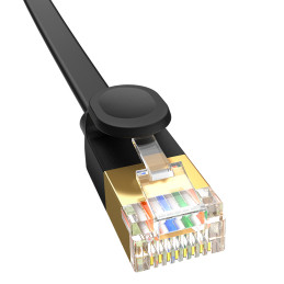 Baseus greitas RJ45 kat. 7 10Gbps 2m plokščia juoda
