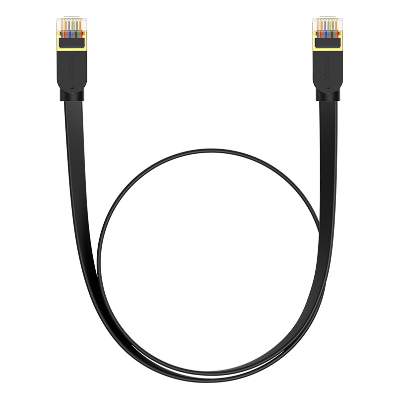 Baseus greitas RJ45 kat. 7 10 Gbps 0,5 m plokščia juoda