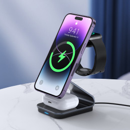 Duzzona W15 MagSafe 3in1 indukcinis įkroviklis – skaidrus