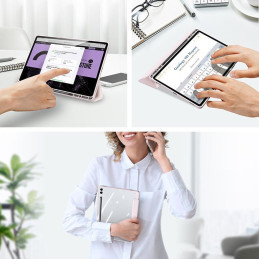 Dux Ducis Toby dėklas su atverčiamu stovu Samsung Galaxy Tab S9 FE Plus - rožinė