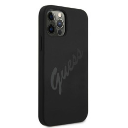 Guess Script Vintage dėklas, skirtas iPhone 12 Pro Max - juodas